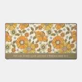 Retro Sinaasappel, Goud & Groen Bloemen Aangepaste Bureaumat (Voorkant)