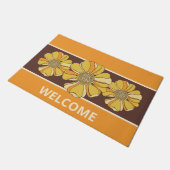 Retro Sinaasappel Gouden Groovy Floral Deurmat (Schuin)
