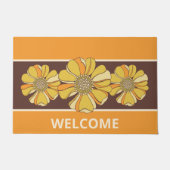 Retro Sinaasappel Gouden Groovy Floral Deurmat (Voorkant)