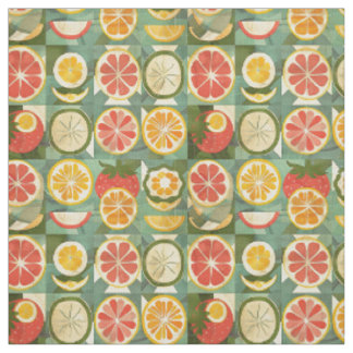 Retro Sinaasappel, Grapefruit & Aardbei Stof