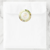 Retro Sinaasappel Groen Combo Patroon Bruiloft Sti Ronde Sticker (Tas)