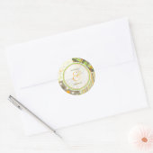 Retro Sinaasappel Groen Combo Patroon Bruiloft Sti Ronde Sticker (Envelop)