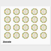 Retro Sinaasappel Groen Plaid Controleert Bruiloft Ronde Sticker (Vel)