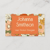 Retro Sinaasappel Groove Floral Calling Card Contactkaartje (Voorkant)