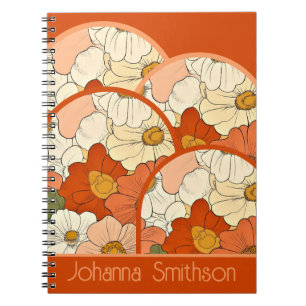 Retro Sinaasappel Groove Floral Spiral Notitieboek