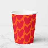 Retro Sinaasappel Groovy Red Hearts Naam Over Mono Papieren Bekers (Achterkant)