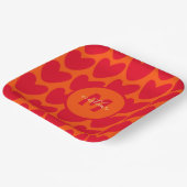 Retro Sinaasappel Groovy Red Hearts Naam Over Mono Papieren Bordje (Gebogen)