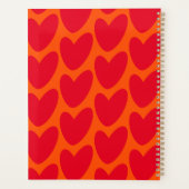 Retro Sinaasappel Groovy Red Hearts Naam Over Mono Planner (Achterkant)