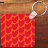 Retro Sinaasappel Groovy Red Hearts Naam Over Mono Sleutelhanger (Achterkant)