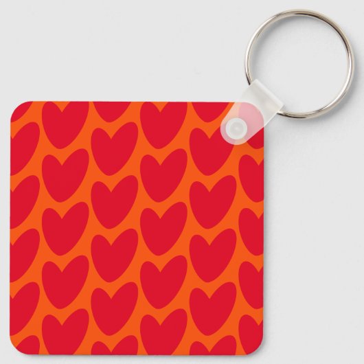 Retro Sinaasappel Groovy Red Hearts Naam Over Mono Sleutelhanger (Achterkant)