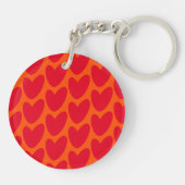 Retro Sinaasappel Groovy Red Hearts Naam Over Mono Sleutelhanger (Achterkant)