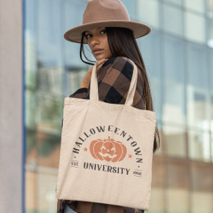 Retro Sinaasappel Halloween University Tote Bag