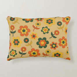 Retro  Sinaasappel jaren '70 bloempatroon Accent Kussen