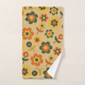 Retro  Sinaasappel jaren '70 bloempatroon Bad Handdoek (Handdoek)