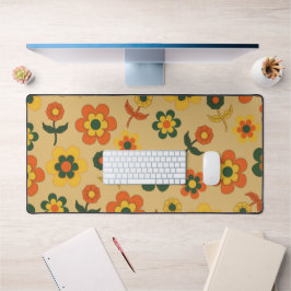 Retro  Sinaasappel jaren '70 bloempatroon Bureaumat