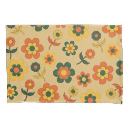 Retro  Sinaasappel jaren '70 bloempatroon Kussensloop