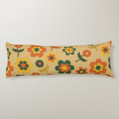 Retro  Sinaasappel jaren '70 bloempatroon Lichaamskussen (Achterkant)