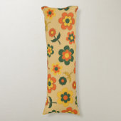 Retro  Sinaasappel jaren '70 bloempatroon Lichaamskussen (Voorkant Verticaal)