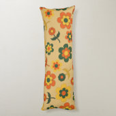 Retro  Sinaasappel jaren '70 bloempatroon Lichaamskussen (Achterkant (Verticaal))