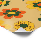 Retro Sinaasappel jaren '70 bloempatroon Perfect Poster (Hoek)