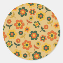 Retro  Sinaasappel jaren '70 bloempatroon