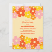 Retro Sinaasappel Kleurrijke Boho Flower 50e Verja Kaart (Voorkant)