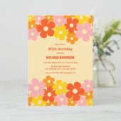 Retro Sinaasappel Kleurrijke Boho Flower 50e Verja Kaart (Staand voorkant)