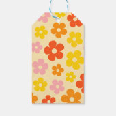 Retro Sinaasappel Kleurrijke Boho Flower Happy Bir Cadeaulabel (Achterkant)