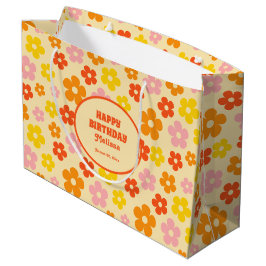 Retro Sinaasappel Kleurrijke Boho Flower Happy Bir Groot Cadeauzakje