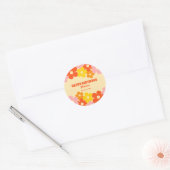 Retro Sinaasappel Kleurrijke Boho Flower Happy Bir Ronde Sticker (Envelop)