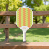 Retro Sinaasappel Lime Green 70s Stripes 90s Squig Pickleball Paddle