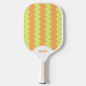Retro Sinaasappel Lime Green 70s Stripes 90s Squig Pickleball Paddle (Achterkant)