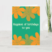 Retro Sinaasappel Maximalist Flowers Kaart (Voorkant)