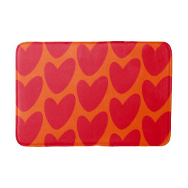 Retro Sinaasappel met Groovy Red Hearts Badmat