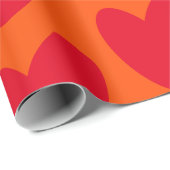 Retro Sinaasappel met Groovy Red Hearts Cadeaupapier (Rol Hoek)