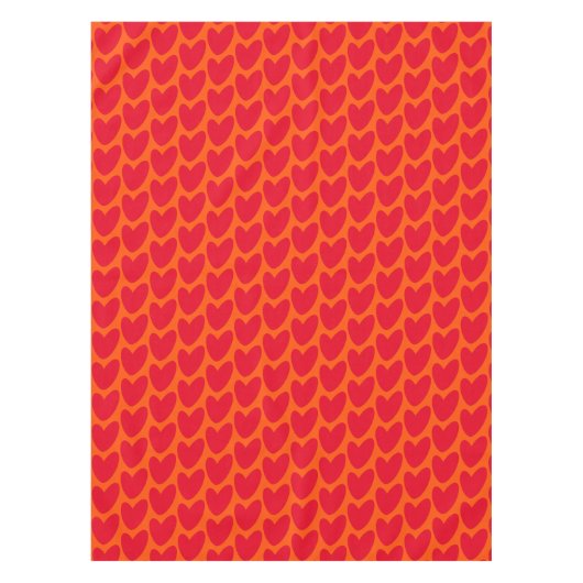 Retro Sinaasappel met Groovy Red Hearts Tafelkleed (Voorkant)