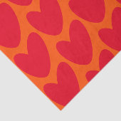 Retro Sinaasappel met Groovy Red Hearts Tissuepapier (Detail)