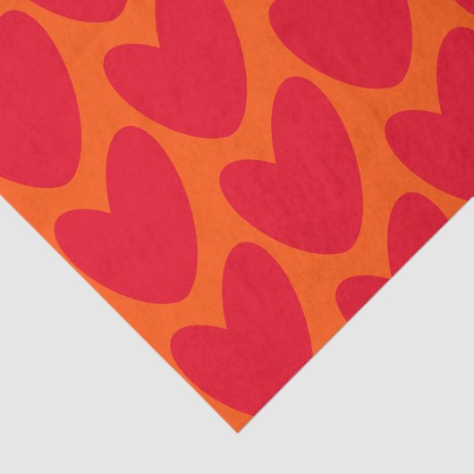 Retro Sinaasappel met Groovy Red Hearts Tissuepapier (Detail)