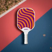 Retro Sinaasappel & Paarse 70s Stripes & 90s Squig Pickleball Paddle