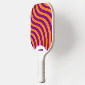 Retro Sinaasappel & Paarse 70s Stripes & 90s Squig Pickleball Paddle (Links)