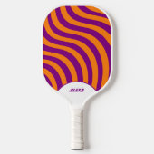 Retro Sinaasappel & Paarse 70s Stripes & 90s Squig Pickleball Paddle (Voorkant)