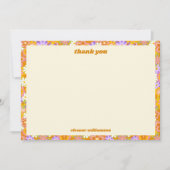 Retro Sinaasappel Paarse Bloemen Custom Vrijgezell Bedankkaart (Voorkant)