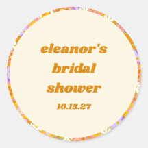 Retro Sinaasappel Paarse Bloemen Custom Vrijgezell