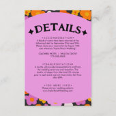 Retro Sinaasappel Paarse Bloemen Groovy Bruiloft D Informatiekaartje (Voorkant)