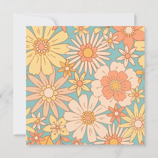 Retro Sinaasappel Perzik Botanisch Groen 60e Verja Kaart (Achterkant)