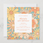 Retro Sinaasappel Perzik Botanisch Groen 60e Verja Kaart (Voorkant)