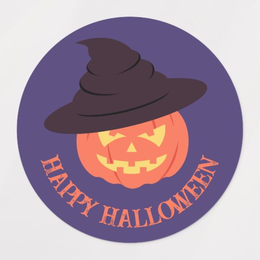 Retro Sinaasappel Pompoen Happy Halloween Labels (Design 1)