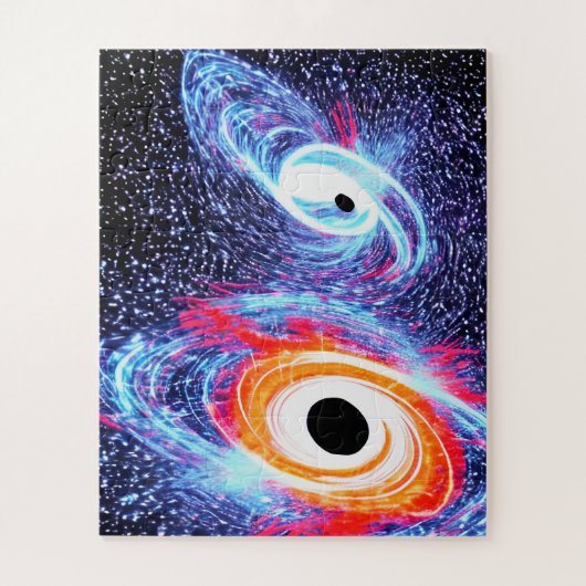 Retro Sinaasappel Rood Blauw Classic Sky Night in  Legpuzzel (Verticaal)