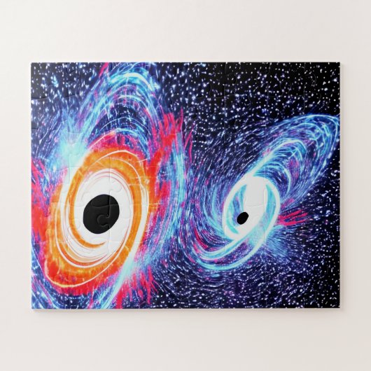 Retro Sinaasappel Rood Blauw Classic Sky Night in Legpuzzel (Horizontaal)