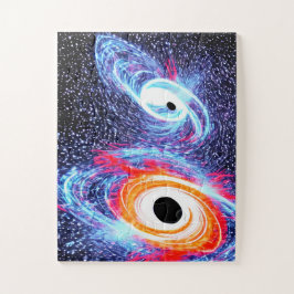 Retro Sinaasappel Rood Blauw Sterren Hemel Nacht i Legpuzzel